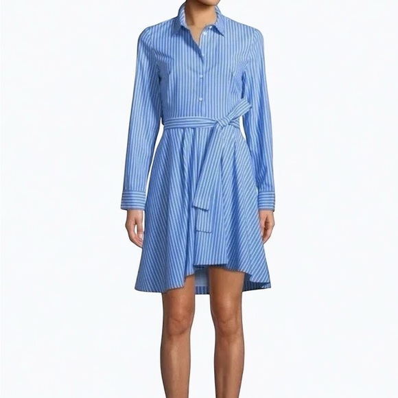 Club Monaco Dresses & Skirts - Club Monaco Striped Long Sleeve Mini Shirt Dress with Open Back size 0